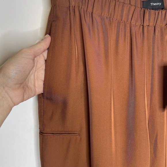NWT Theory Flat Twill Slim Cargo Pants Women's Clay Size M $295 - Picture 6 of 11
